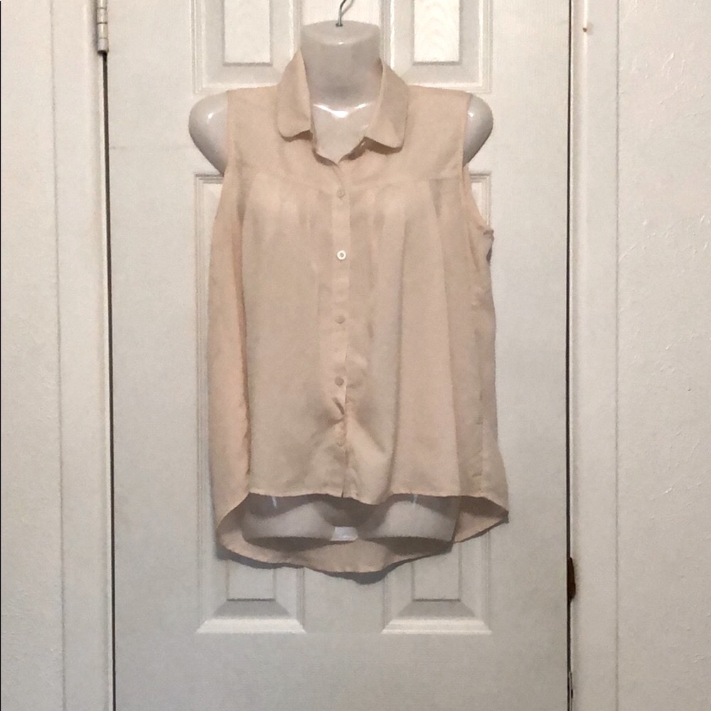 Cream button down sleeves top